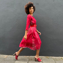 Load image into Gallery viewer, Silk Chiffon Shibori Pintuck Dress