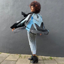 Load image into Gallery viewer, Oversized Open Shibori Dyed Silk Jacket with Pockets