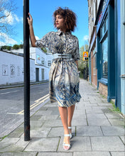 Load image into Gallery viewer, Printed A-Line Cotton S/S Shirt Dress with Pockets