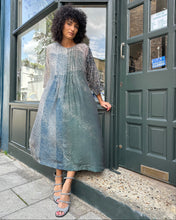 Load image into Gallery viewer, ¾ Sleeve Pintuck Shibori Silk Dress with Pockets