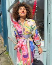 Load image into Gallery viewer, Floral Belted Shirt Style Dress