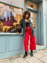 Load image into Gallery viewer, Vintage Silk Crepe Kimono with Leather Trim Details