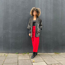 Load image into Gallery viewer, Vintage Silk Crepe Kimono with Leather Trim Details
