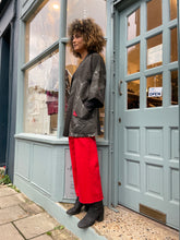 Load image into Gallery viewer, Vintage Silk Crepe Kimono with Leather Trim Details