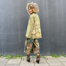 Load image into Gallery viewer, Fully Reversible Green Kantha Jacket With Floral Geo Patterns
