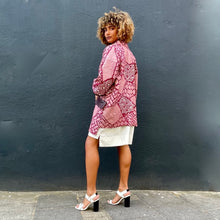 Load image into Gallery viewer, Dark Red Shibori Kimono with Leather Flap Pockets