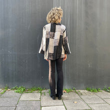 Load image into Gallery viewer, Black & White Shibori Dyed Silk Swing Style Jacket