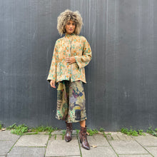 Load image into Gallery viewer, Fully Reversible Green Kantha Jacket With Floral Geo Patterns