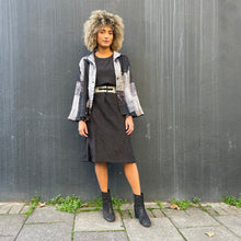 Load image into Gallery viewer, Black & White Shibori Dyed Silk Swing Style Jacket