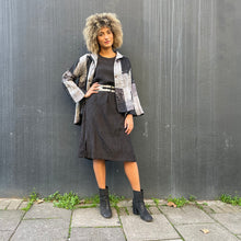 Load image into Gallery viewer, Black & White Shibori Dyed Silk Swing Style Jacket