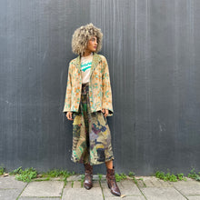 Load image into Gallery viewer, Fully Reversible Green Kantha Jacket With Floral Geo Patterns