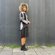 Load image into Gallery viewer, Black & White Shibori Dyed Silk Swing Style Jacket