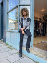 Load image into Gallery viewer, Black & White Shibori Dyed Silk Swing Style Jacket