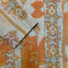 Load image into Gallery viewer, Fully Reversible Khaki Kantha Jacket With Orange Cream Florals