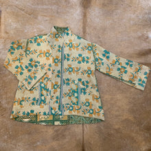 Load image into Gallery viewer, Fully Reversible Green Kantha Jacket With Floral Geo Patterns