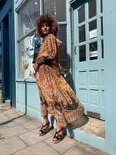 Load image into Gallery viewer, Printed Boho Maxi-Dress with Neck-Tie