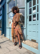 Load image into Gallery viewer, Printed Boho Maxi-Dress with Neck-Tie