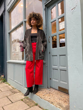 Load image into Gallery viewer, Vintage Silk Crepe Kimono with Leather Trim Details