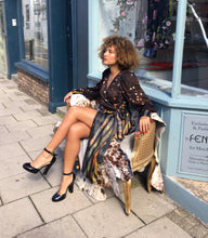 Load image into Gallery viewer, Satin/Chiffon Wrap Dress