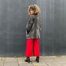 Load image into Gallery viewer, Vintage Silk Crepe Kimono with Leather Trim Details