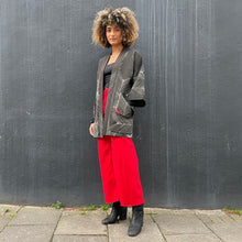 Load image into Gallery viewer, Vintage Silk Crepe Kimono with Leather Trim Details