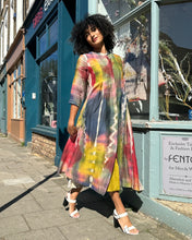 Load image into Gallery viewer, Multicoloured Long Pleated Coat Dress with Pockets

