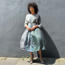 Load image into Gallery viewer, ¾ Sleeve Pintuck Shibori Silk Dress with Pockets

