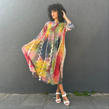Load image into Gallery viewer, Multicoloured Long Pleated Coat Dress with Pockets
