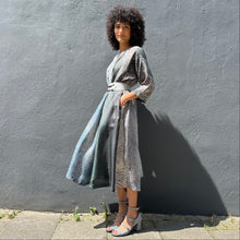 Load image into Gallery viewer, ¾ Sleeve Pintuck Shibori Silk Dress with Pockets

