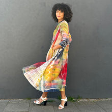 Load image into Gallery viewer, Multicoloured Long Pleated Coat Dress with Pockets
