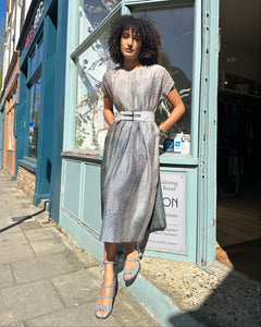 Long Pintuck Shibori Dress with Pockets