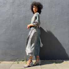 Load image into Gallery viewer, ¾ Sleeve Pintuck Shibori Silk Dress with Pockets
