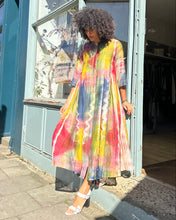 Load image into Gallery viewer, Multicoloured Long Pleated Coat Dress with Pockets
