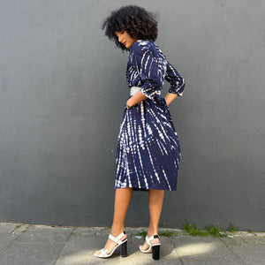 Pleated Cotton Shibori Dress