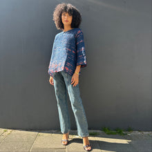 Load image into Gallery viewer, Textured Cotton Silk Pleat Top with Side Slits
