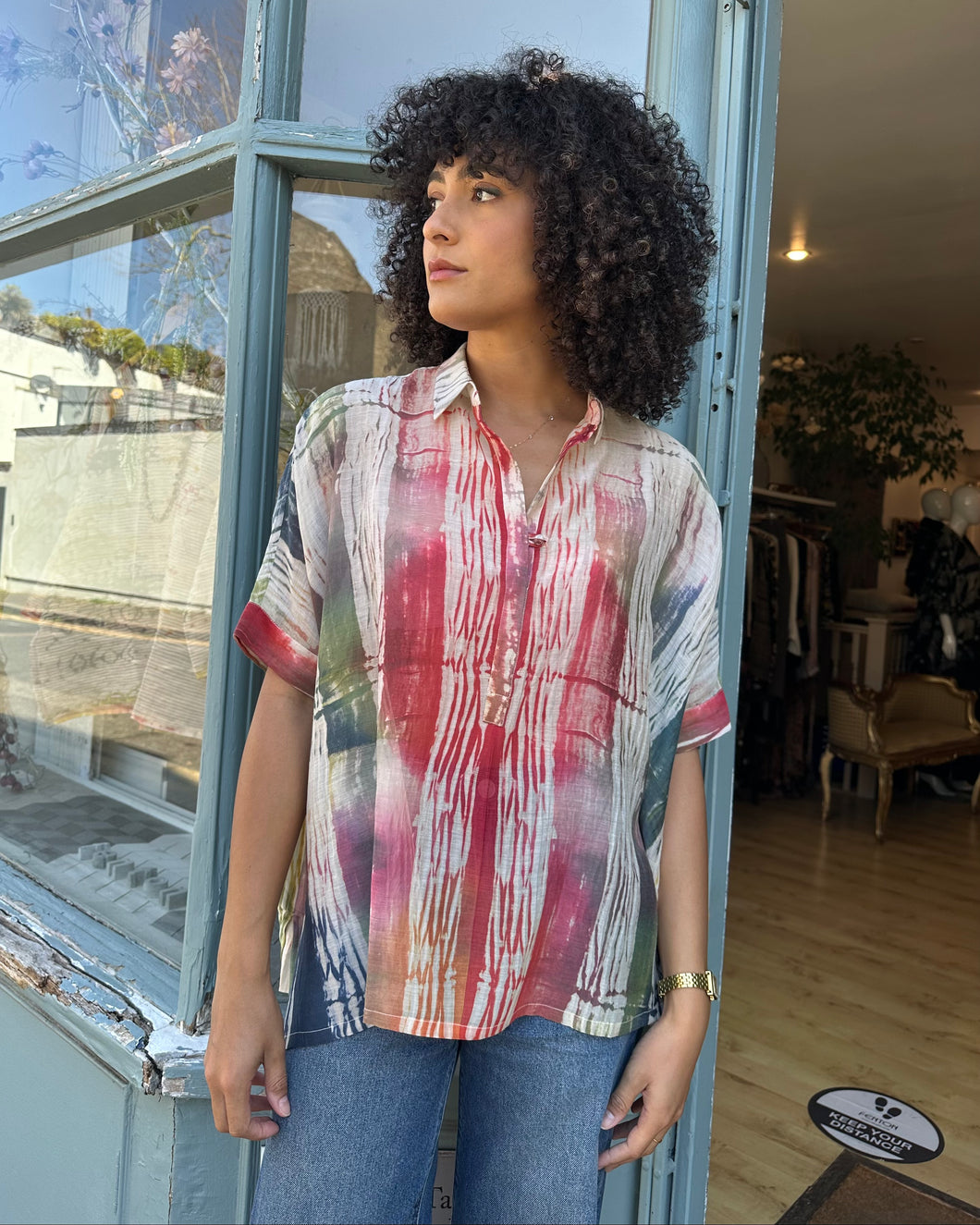 Oversized Square Shibori Dyed Shirt