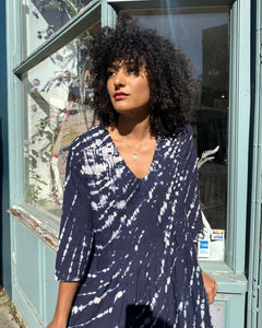 Pleated Cotton Shibori Dress