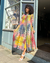 Load image into Gallery viewer, Multicoloured Long Pleated Coat Dress with Pockets
