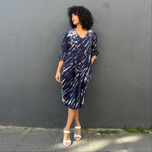 Pleated Cotton Shibori Dress