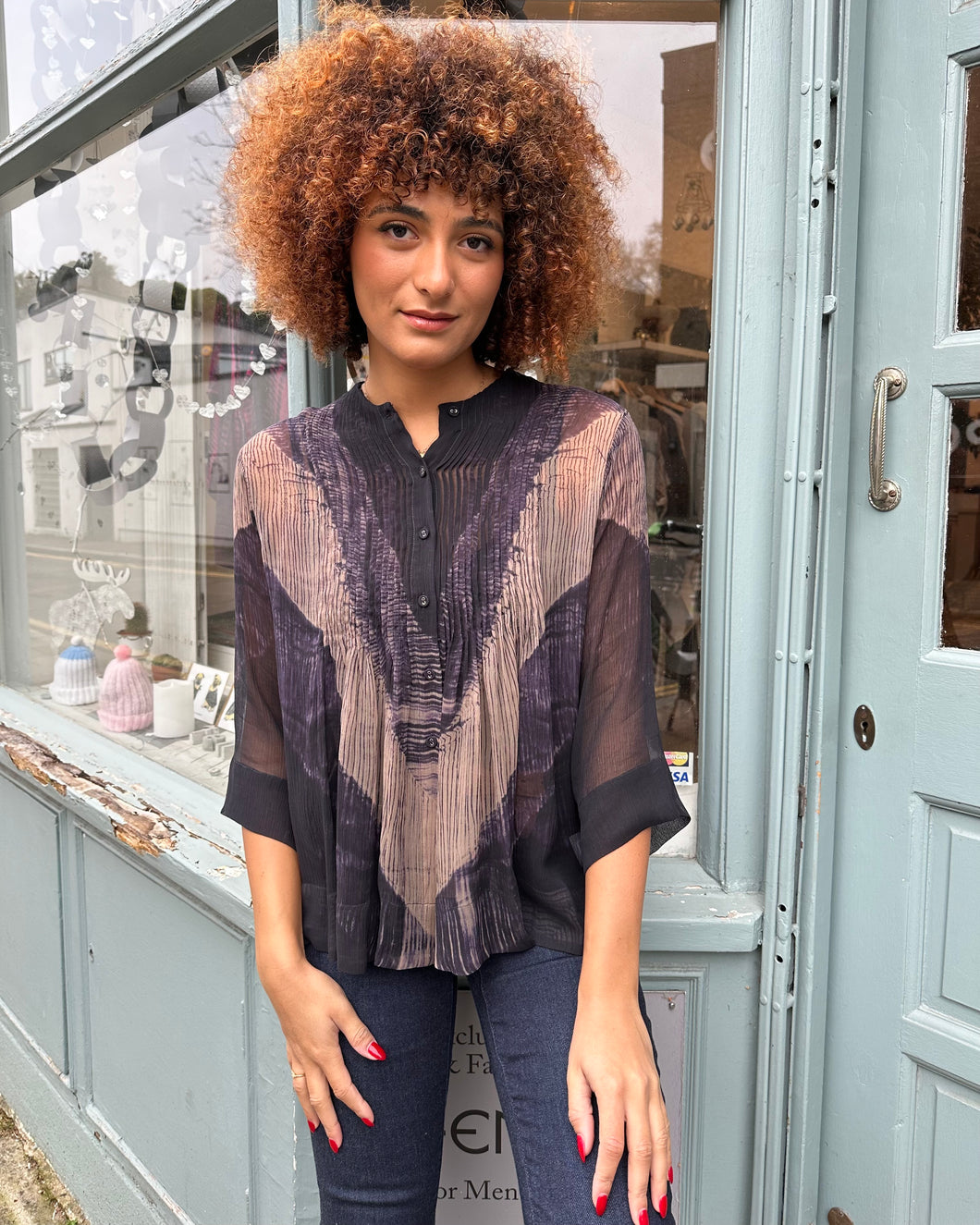 Shibori Dyed Pintuck Blouse