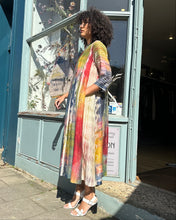 Load image into Gallery viewer, Multicoloured Long Pleated Coat Dress with Pockets
