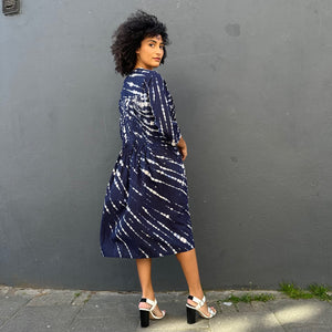 Pleated Cotton Shibori Dress