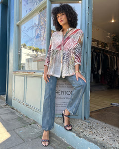 Long Tiered Shibori Dyed Blouse