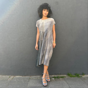 Long Pintuck Shibori Dress with Pockets