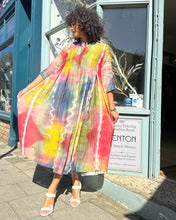 Load image into Gallery viewer, Multicoloured Long Pleated Coat Dress with Pockets
