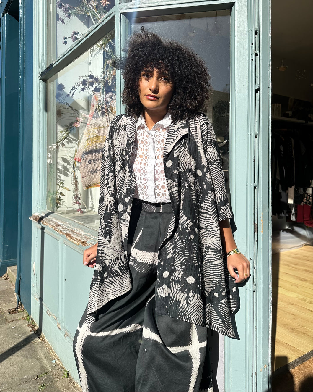 Oversized Square Cotton Silk Shibori Jacket