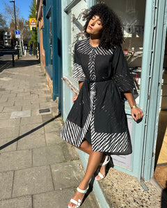 Cotton Button-Thu Dress with Pockets