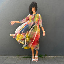 Load image into Gallery viewer, Multicoloured Long Pleated Coat Dress with Pockets
