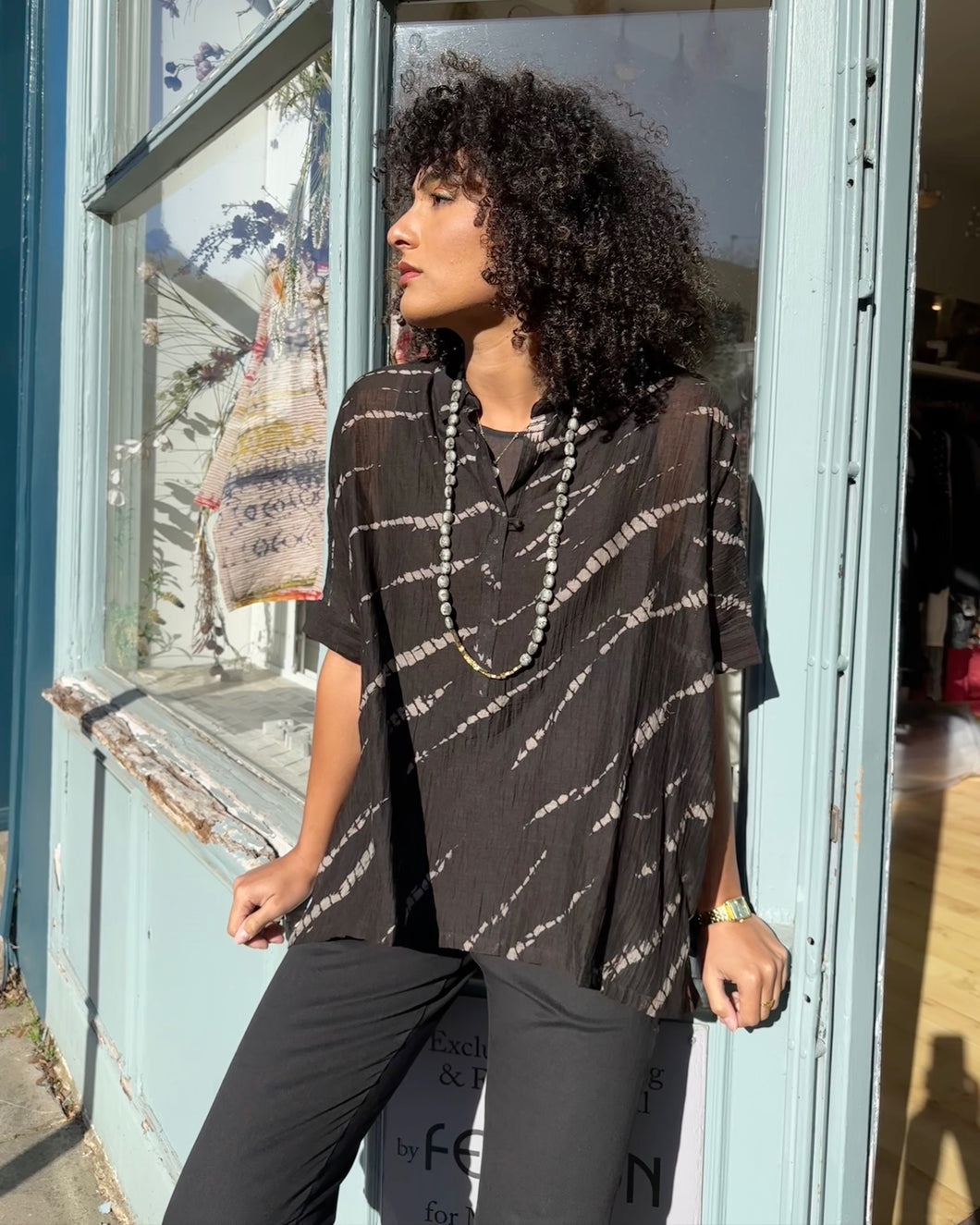 Oversized Square Shibori Dyed Shirt