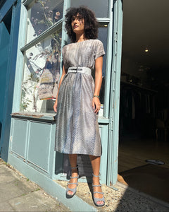 Long Pintuck Shibori Dress with Pockets